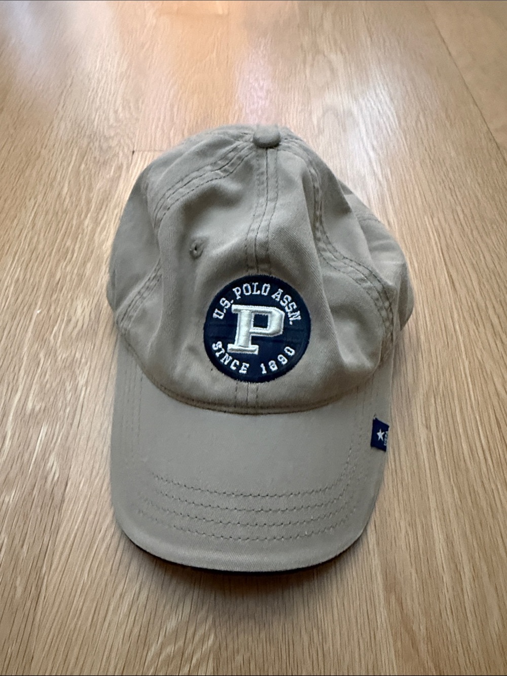 U.S. Polo Assn. Tan Kids Baseball Cap with Navy Patch